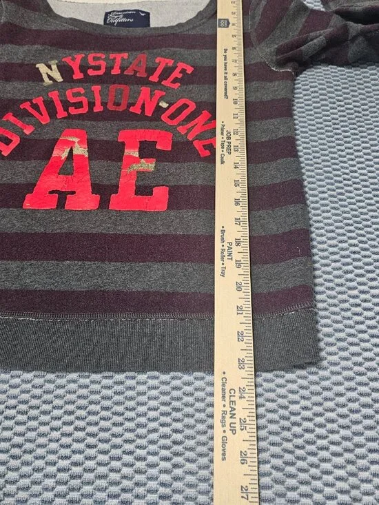 American Eagle NY State Division One Gray/Purple Striped Sweatshirt Size Small - Picture 7 of 7